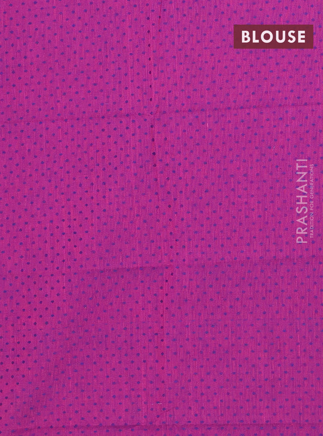 Chettinad cotton saree navy blue and magenta pink with thread woven buttas and annam & elephant zari woven border