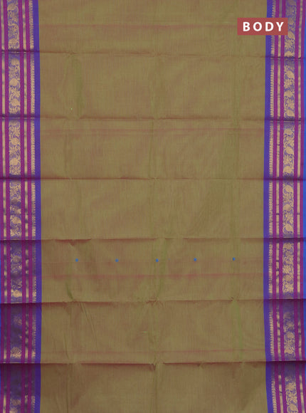 Chettinad cotton saree dual shade of green and dual shade of blue with thread woven buttas and temple disign zari woven border