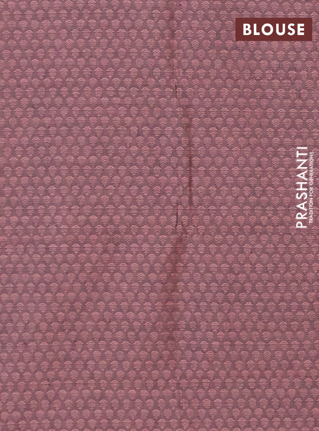 Chettinad cotton saree beige and maroon with thread woven buttas and temple disign zari woven border