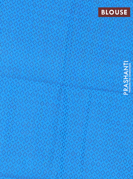 Chettinad cotton saree light green and cs blue with thread woven buttas and zari woven border