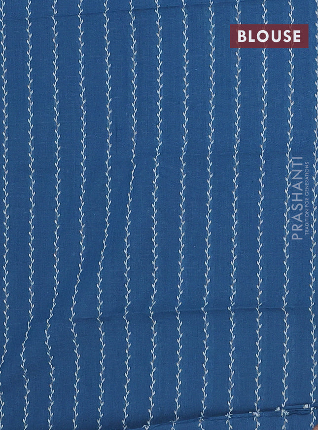 Chettinad cotton saree light green and peacock green with thread woven buttas and zari woven border