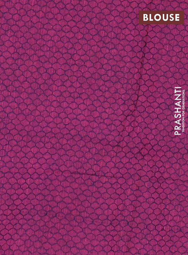 Chettinad cotton saree dual shade of yellowish pink and wine shade with thread woven buttas and long zari woven simple border