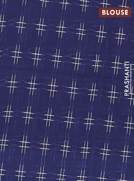 Chettinad cotton saree light green and dark blue with thread woven buttas and long zari woven simple border