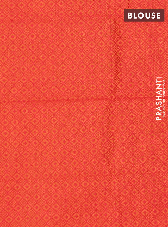 Chettinad cotton saree maroon and sunset orange with thread woven buttas and rattapet zari woven border