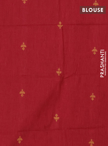 Chettinad cotton saree navy blue and mustard with thread woven buttas and rattapet zari woven border