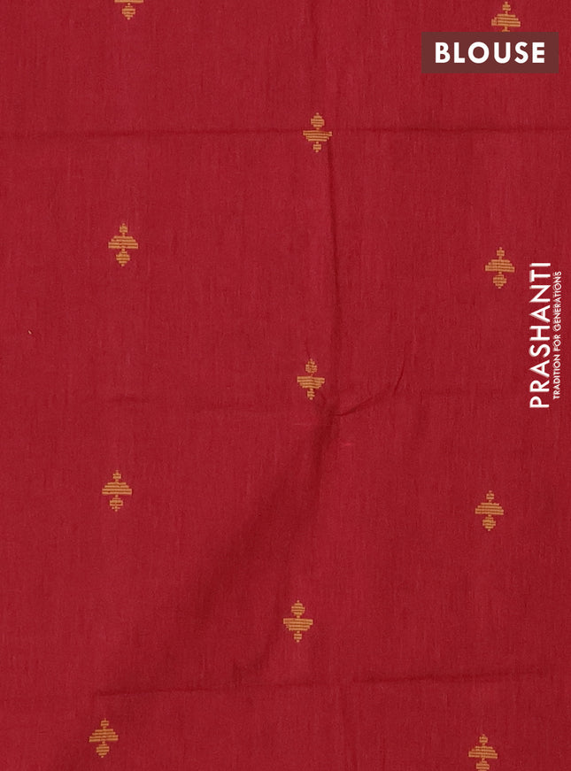 Chettinad cotton saree navy blue and mustard with thread woven buttas and rattapet zari woven border