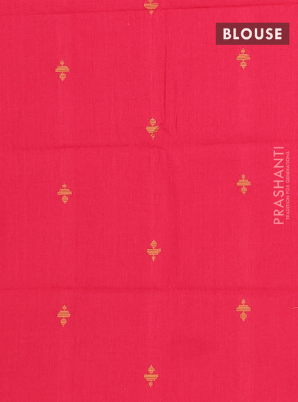 Chettinad cotton saree green and maroon with thread woven buttas and temple disign zari woven border