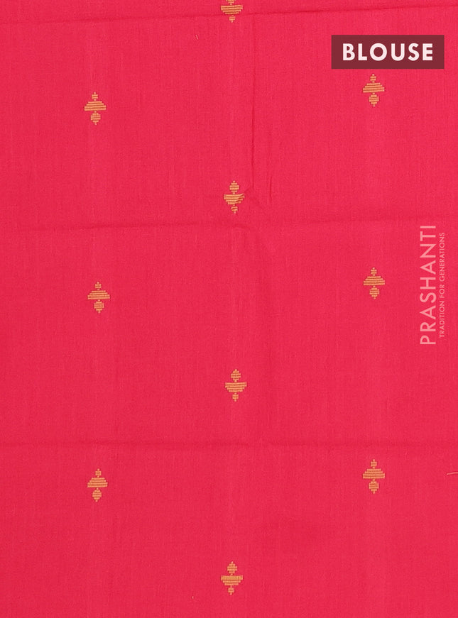 Chettinad cotton saree green and maroon with thread woven buttas and temple disign zari woven border