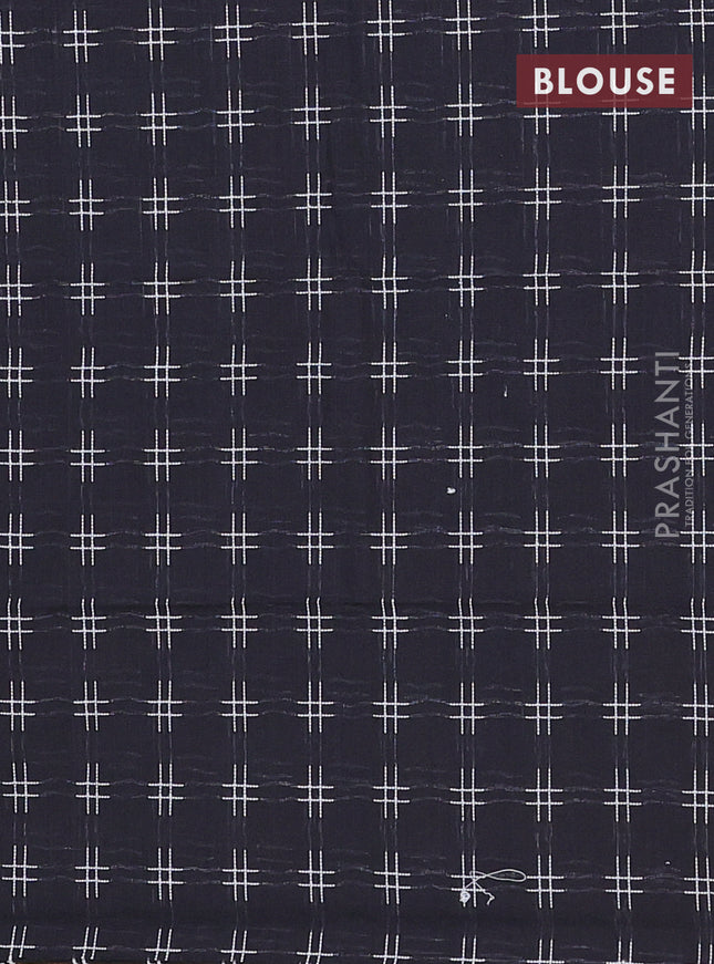 Chettinad cotton saree mustard shade and navy blue with allover checked pattern and temple disign zari woven border