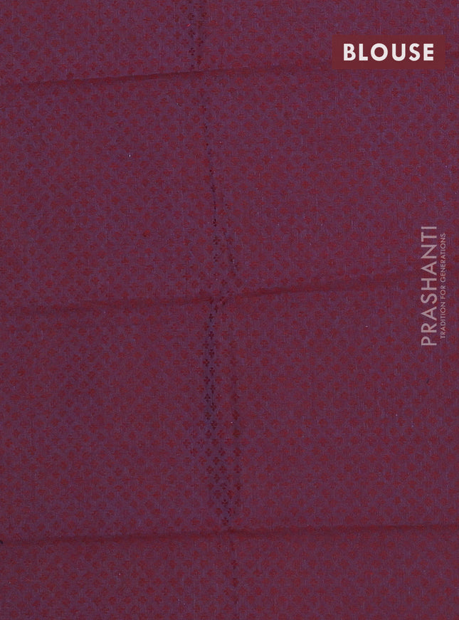 Chettinad cotton saree dual shade of green and dark magenta pink with allover checked pattern and temple disign zari woven border