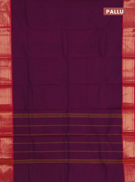 Chettinad cotton saree deep purple and pink with thread woven buttas and zari woven border