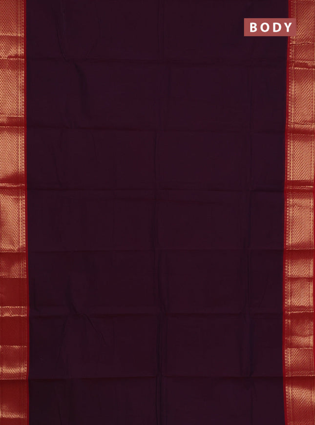 Chettinad cotton saree deep jamun shade and red with thread woven buttas and zari woven border
