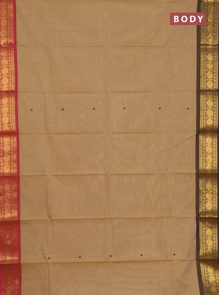 Chettinad cotton saree sandal with thread woven buttas and ganga jamuna border