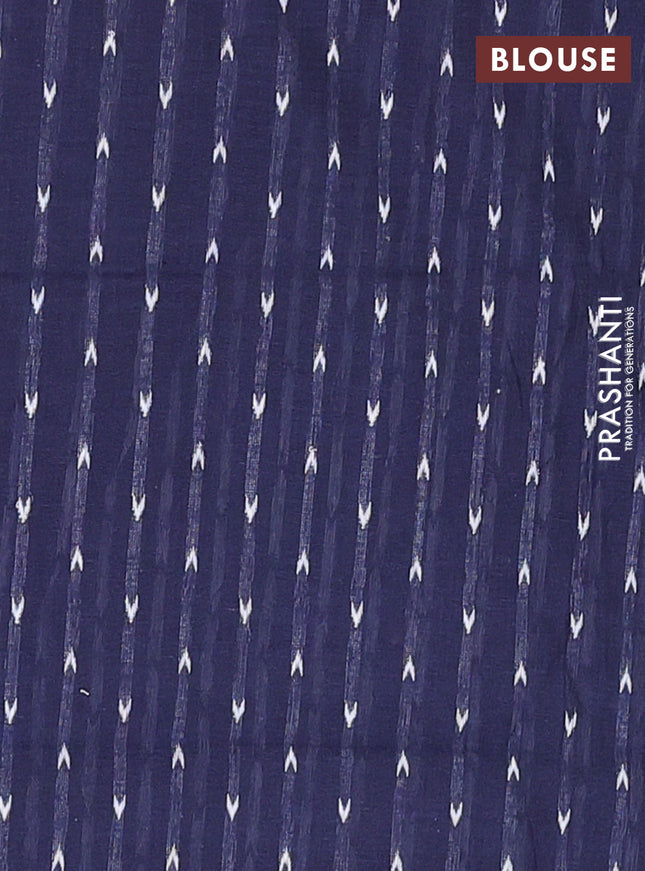 Chettinad cotton saree grey and navy blue with thread woven buttas and rattapet zari woven border