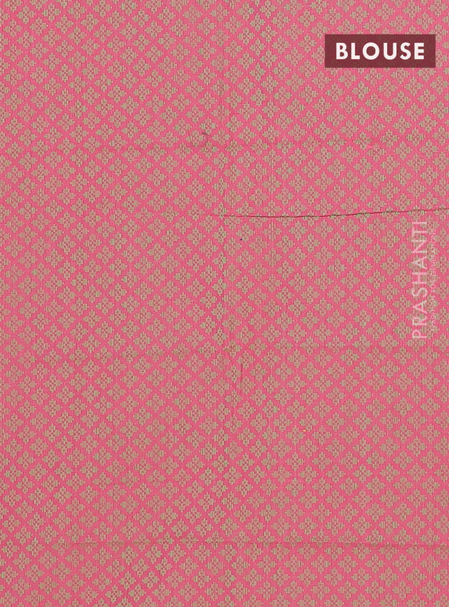 Chettinad cotton saree beige and pink with thread woven buttas and zari woven border