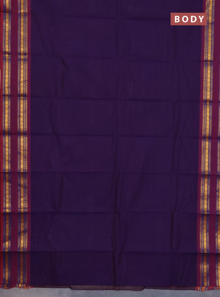 Chettinad cotton saree deep voilet and purple with thread woven buttas and rattapet zari woven border