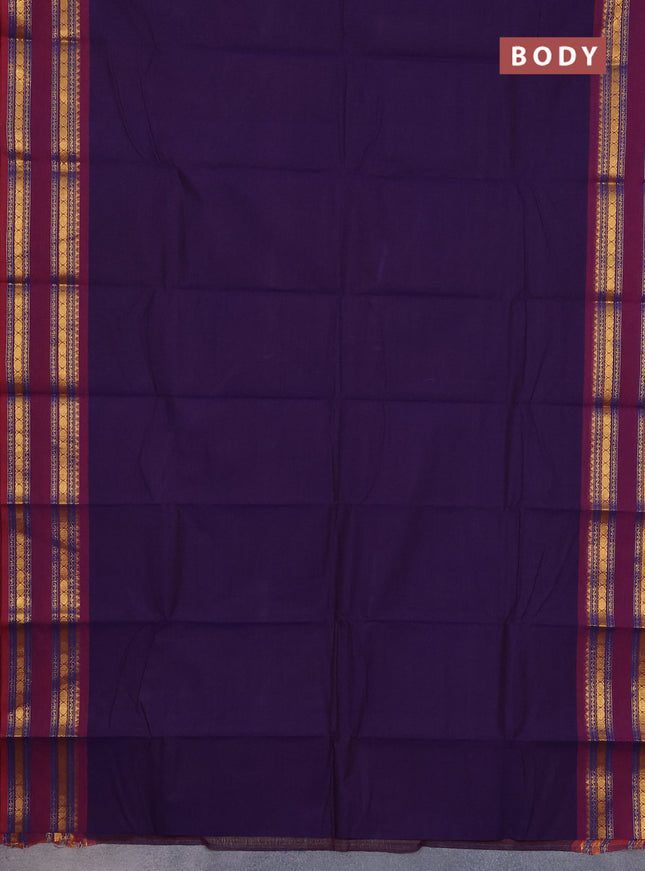 Chettinad cotton saree deep voilet and purple with thread woven buttas and rattapet zari woven border