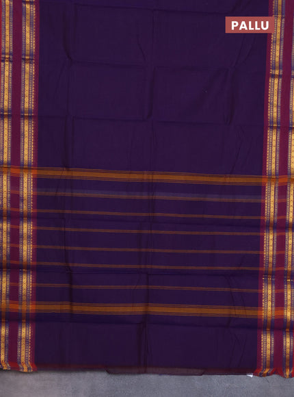 Chettinad cotton saree deep voilet and purple with thread woven buttas and rattapet zari woven border