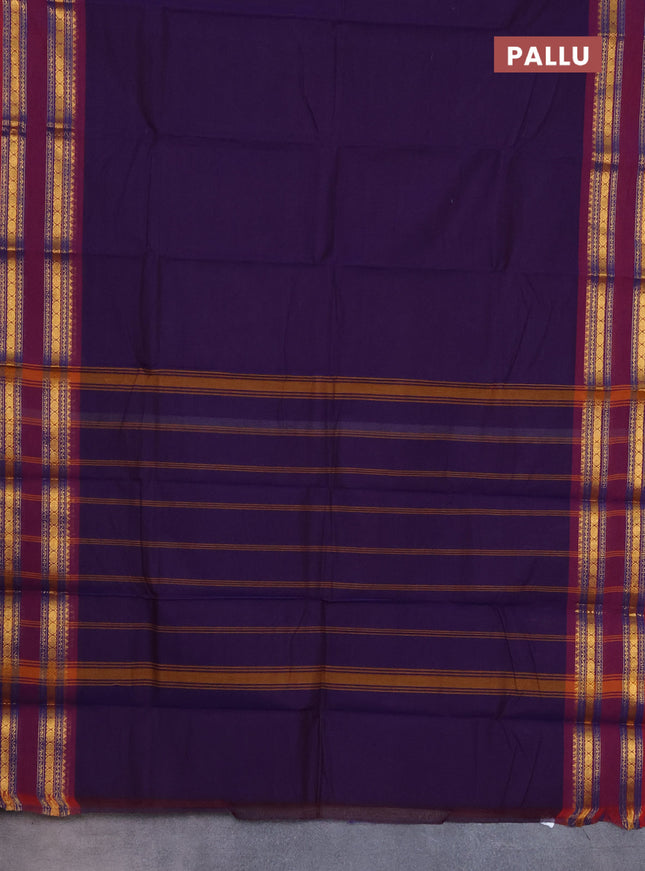 Chettinad cotton saree deep voilet and purple with thread woven buttas and rattapet zari woven border