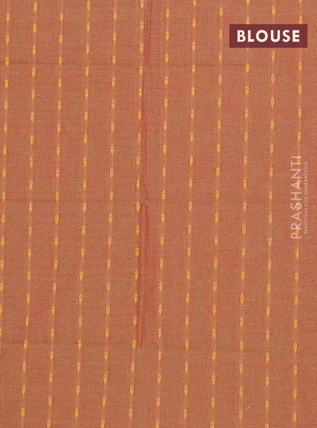 Chettinad cotton saree green and brown with thread woven buttas and rattapet zari woven border