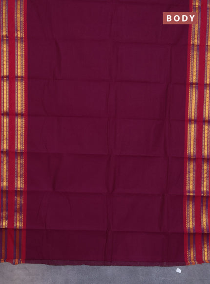 Chettinad cotton saree purpel and reddish pink with thread woven buttas and rattapet zari woven border