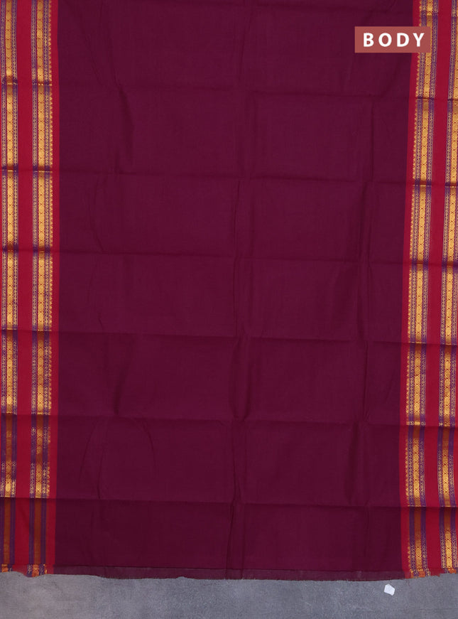 Chettinad cotton saree purpel and reddish pink with thread woven buttas and rattapet zari woven border