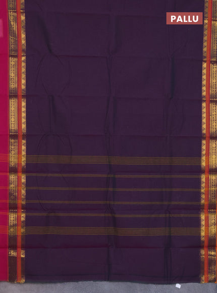 Chettinad cotton saree dual shade of purple and pink with thread woven buttas and ganga jamuna border