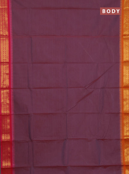 Chettinad cotton saree maroon shade and mustard yellow with thread woven buttas and ganga jamuna border