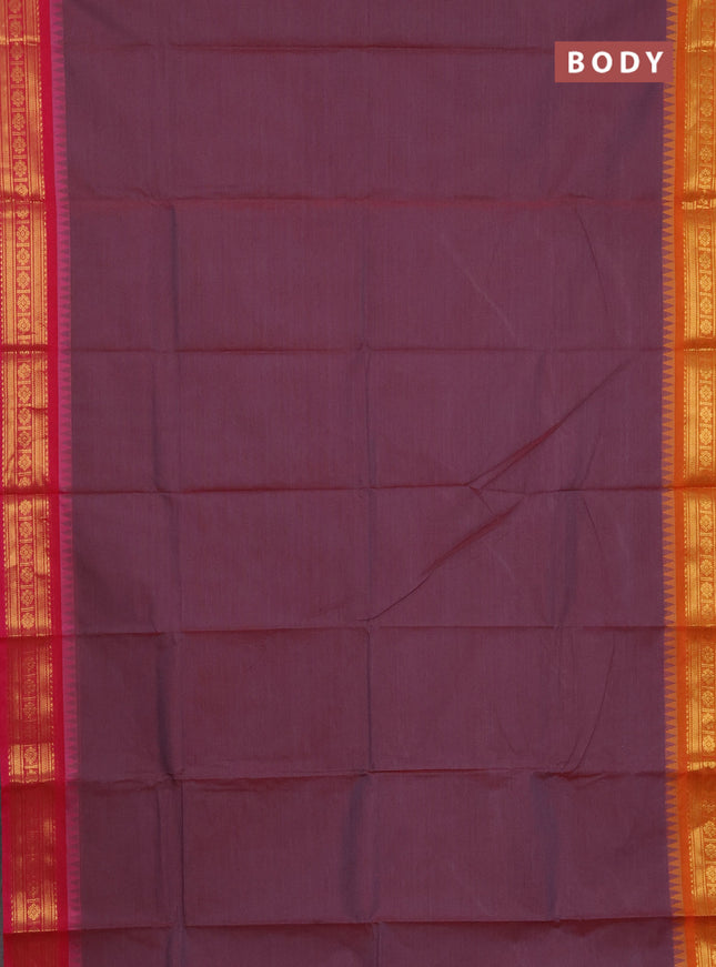 Chettinad cotton saree maroon shade and mustard yellow with thread woven buttas and ganga jamuna border