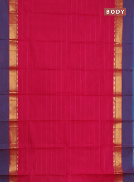 Chettinad cotton saree pink and dual shade of teal blue with thread woven buttas and zari woven simple border