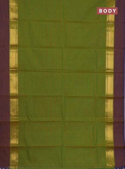 Chettinad cotton saree light green and dual shade of blue with thread woven buttas and zari woven simple border