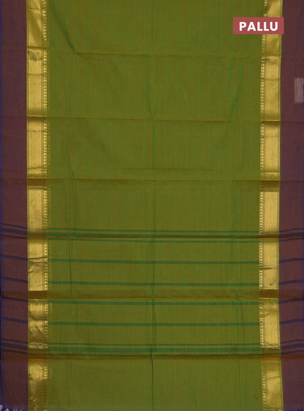Chettinad cotton saree light green and dual shade of blue with thread woven buttas and zari woven simple border