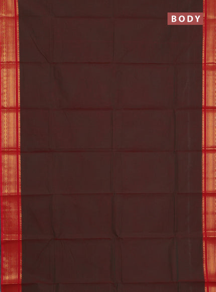 Chettinad cotton saree manthulir green and red with thread woven buttas and zari woven border