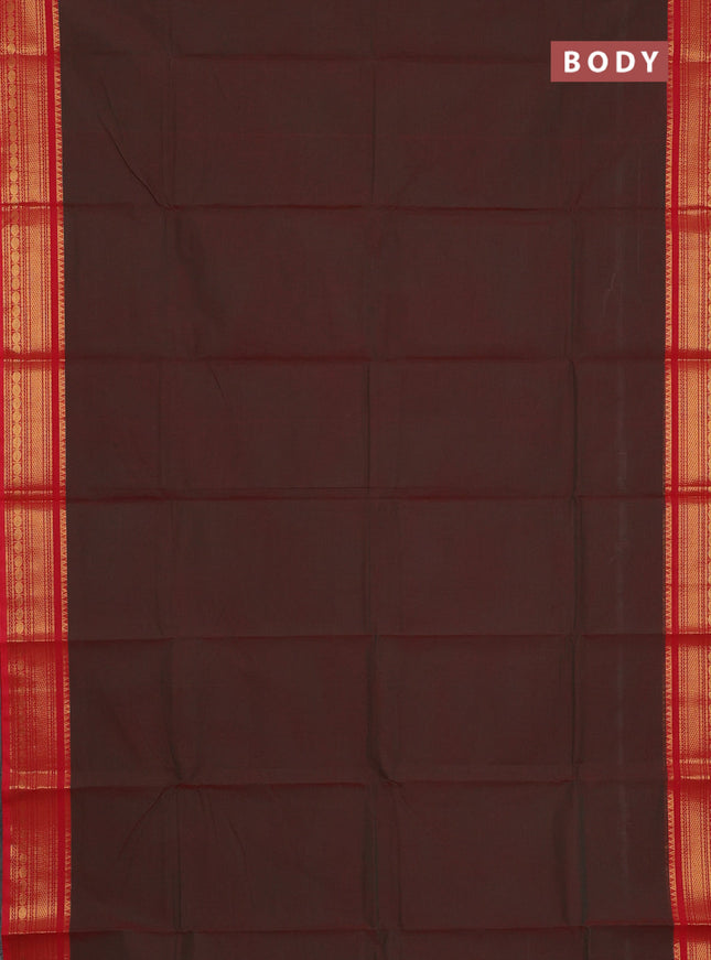 Chettinad cotton saree manthulir green and red with thread woven buttas and zari woven border