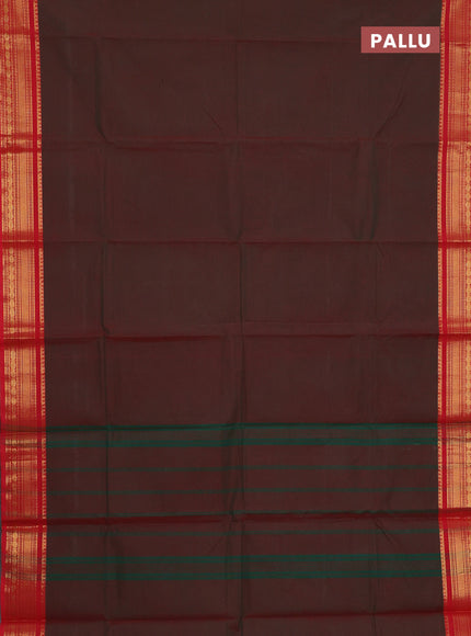 Chettinad cotton saree manthulir green and red with thread woven buttas and zari woven border
