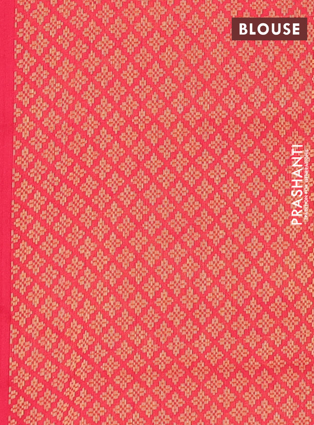 Chettinad cotton saree manthulir green and red with thread woven buttas and zari woven border