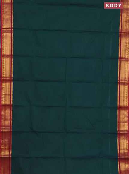 Chettinad cotton saree green and maroon with thread woven buttas and zari woven border