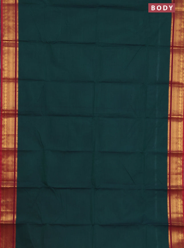 Chettinad cotton saree green and maroon with thread woven buttas and zari woven border