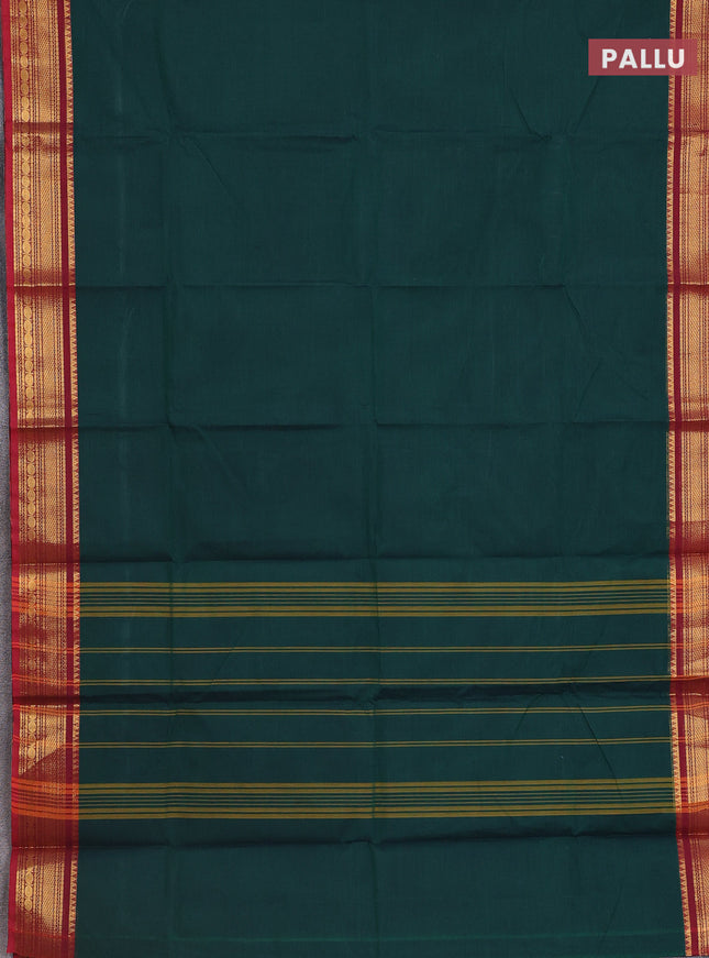 Chettinad cotton saree green and maroon with thread woven buttas and zari woven border