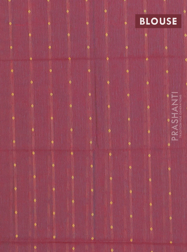 Chettinad cotton saree yellowish green and maroon with thread woven buttas and zari woven border