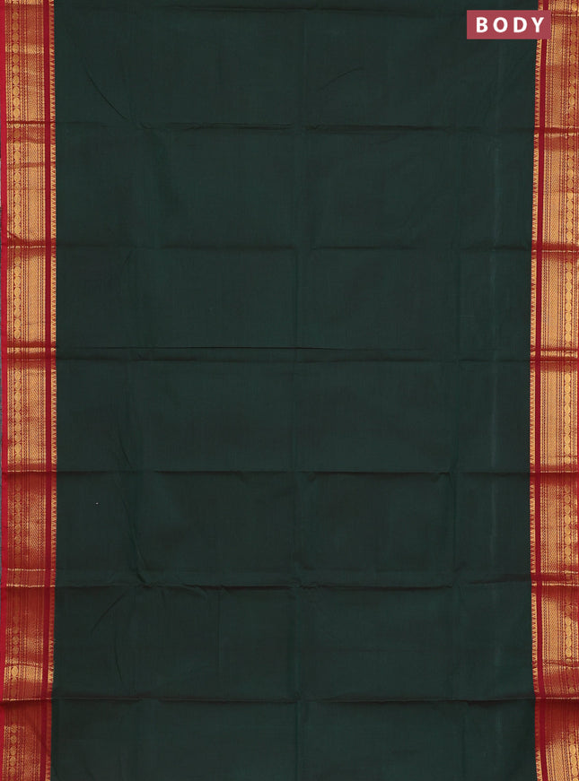 Chettinad cotton saree green and maroon with thread woven buttas and zari woven border