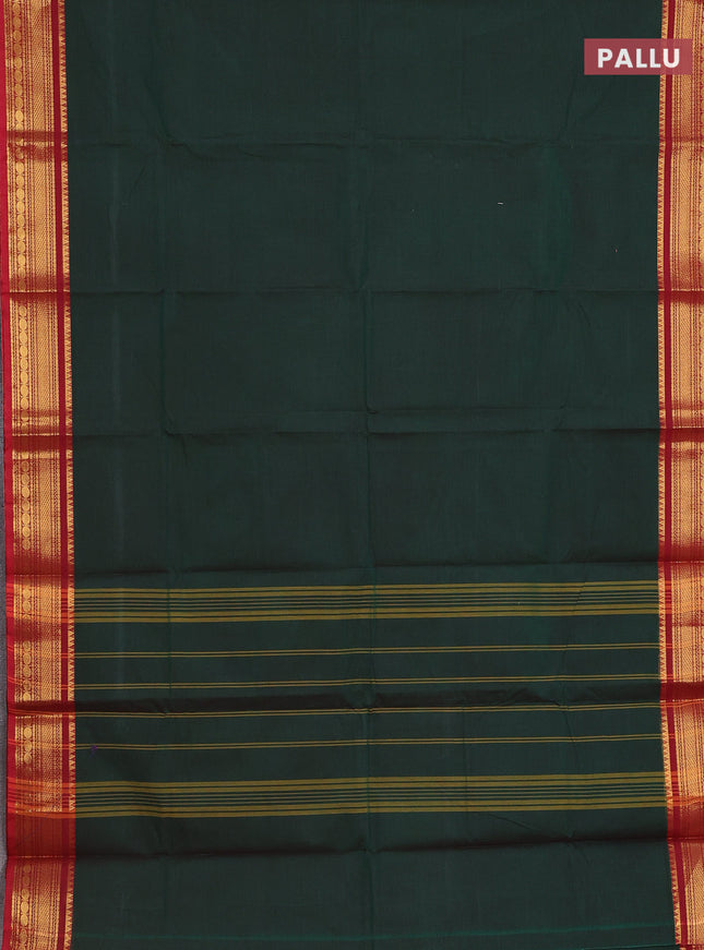 Chettinad cotton saree green and maroon with thread woven buttas and zari woven border