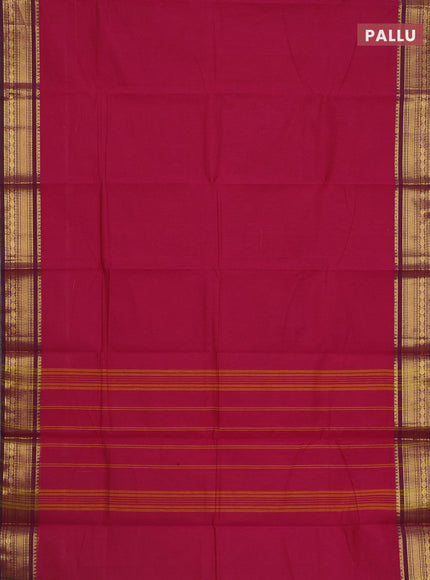 Chettinad cotton saree dark pink and magenta pink with thread woven buttas and zari woven border