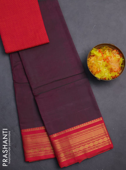 Chettinad cotton saree dual shade of greenish pink and pink with thread woven buttas and zari woven border