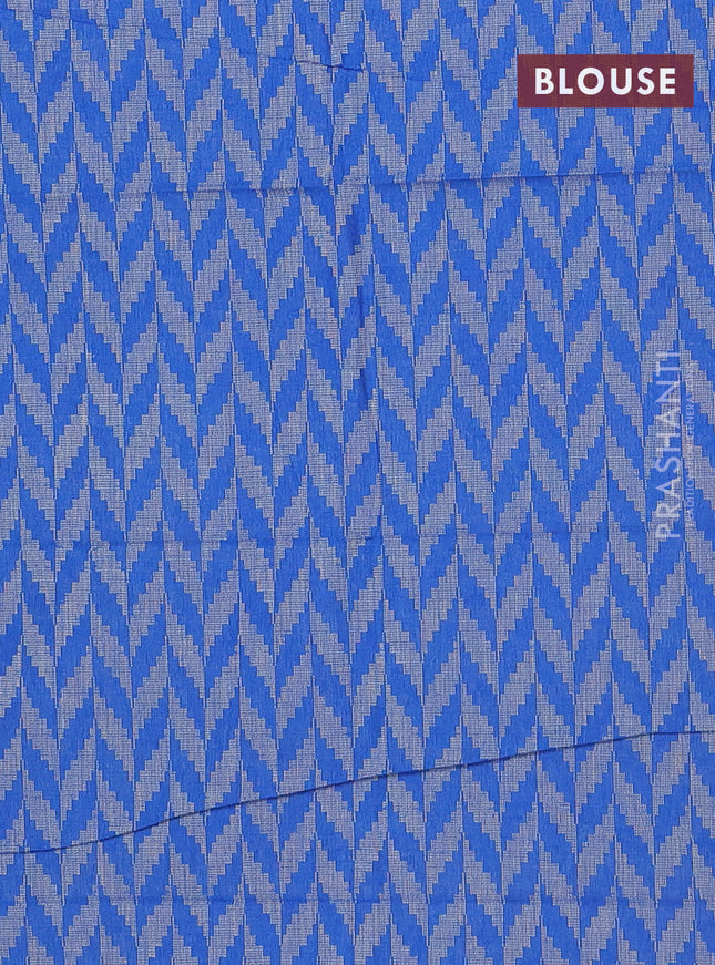 Chettinad cotton saree teal green and blue with thread woven buttas and zari woven border