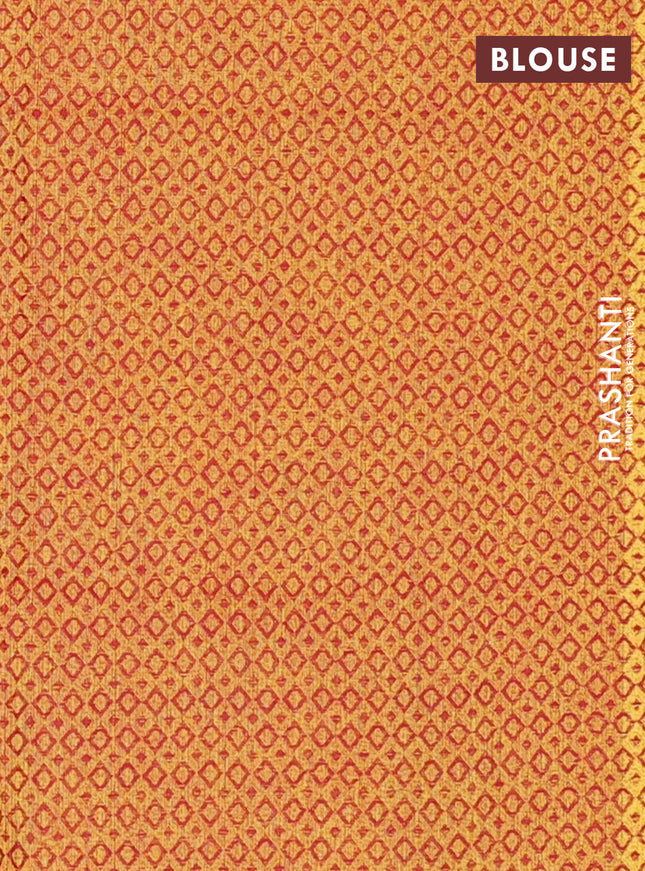 Chettinad cotton saree brown and mustard yellow with thread woven buttas and zari woven border