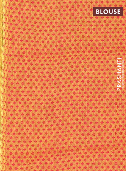 Chettinad cotton saree maroon and mustard yellow with thread woven buttas and zari woven border