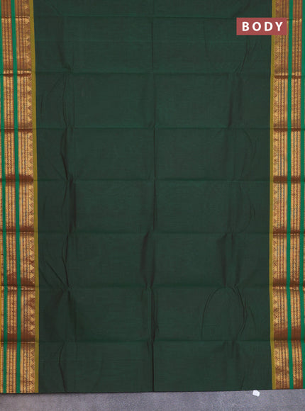 Chettinad cotton saree green and mustard yellow with thread woven buttas and zari woven border