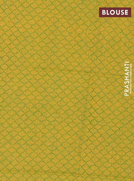 Chettinad cotton saree green and mustard yellow with thread woven buttas and zari woven border