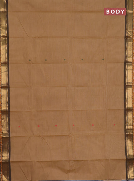 Chettinad cotton saree sandal with thread woven buttas and zari woven border